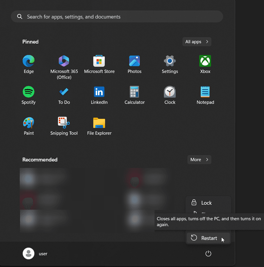 Restarting Windows